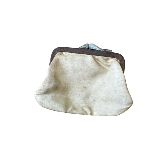 👜 Antique Silk Satin Coin Purse Mini Kiss Lock Change Pouch Early 1900s 👜 - Picture 5 of 6